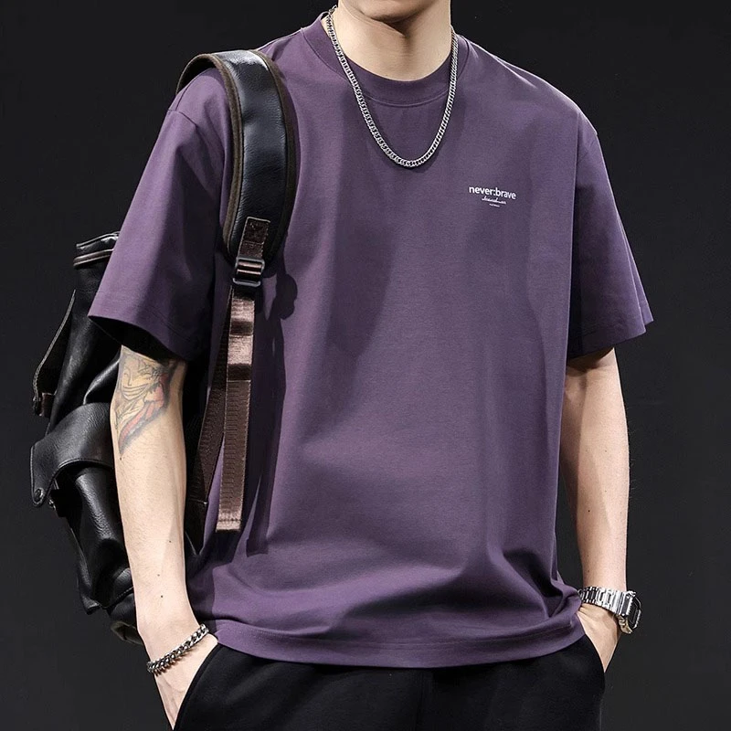 爆款冰感科技棉短袖t恤男夏季新款潮牌大码高端半袖重磅男士体恤T