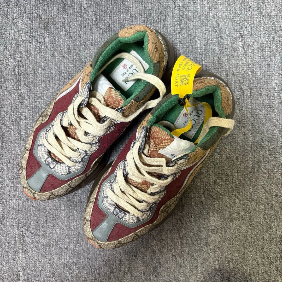 95新 GUCCI/古驰 Rhyton双G潮流印花低帮老爹鞋 36码/11737