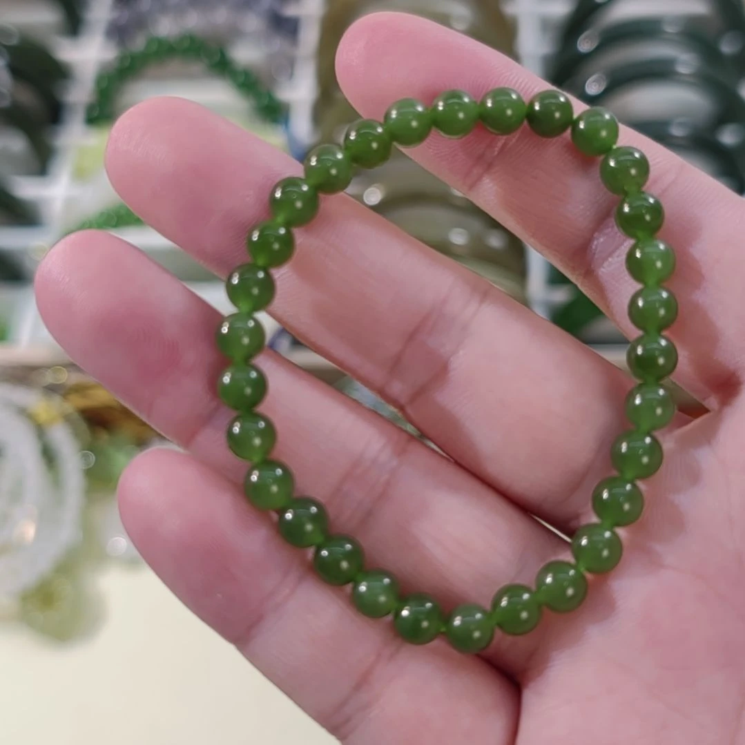 和田玉未镶嵌手链卡6精挑无黑点碧玉手串×1