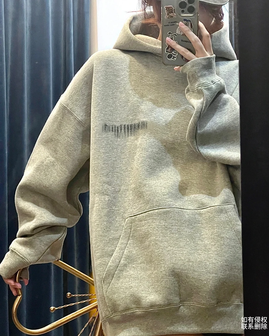 美式植绒字母连帽宽松内里磨毛卫衣 K001