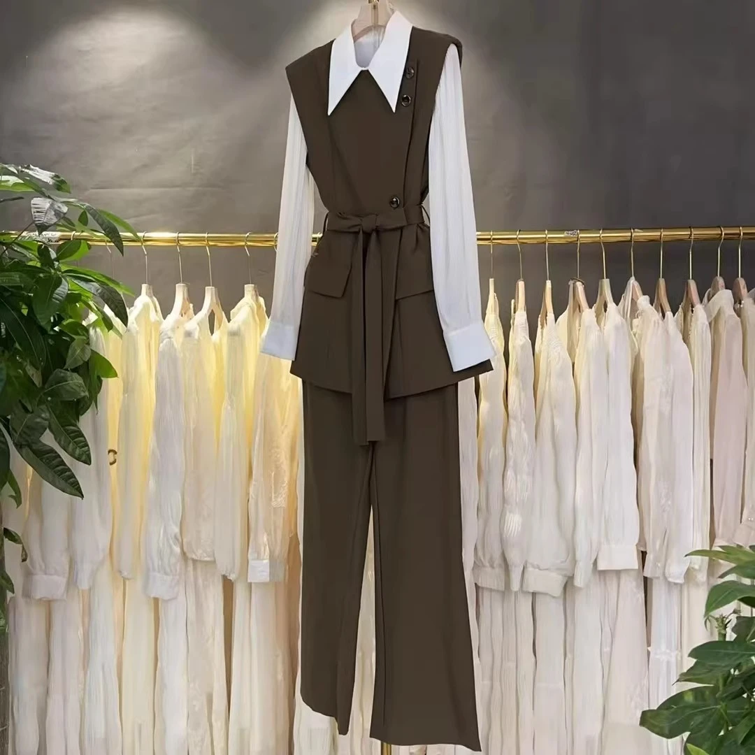 【纪朵研】秋季换新1224时尚新款休闲风气质轻熟风拼接时尚三件套装