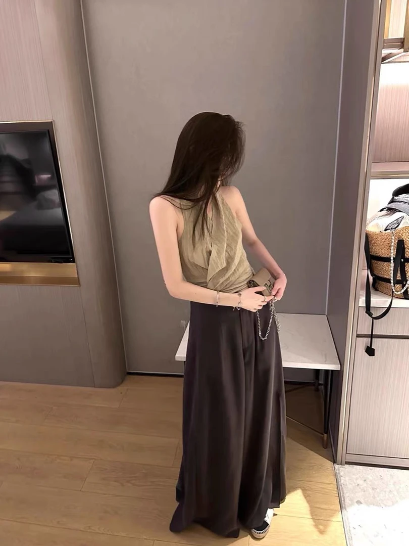 系带挂脖交叉绑带女设计感小众别致背心