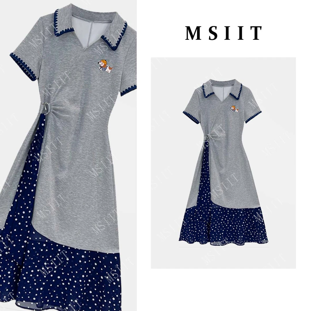 DD-轻奢简约舒适感女装拼接重工刺绣小熊显瘦连衣裙JT-A1035