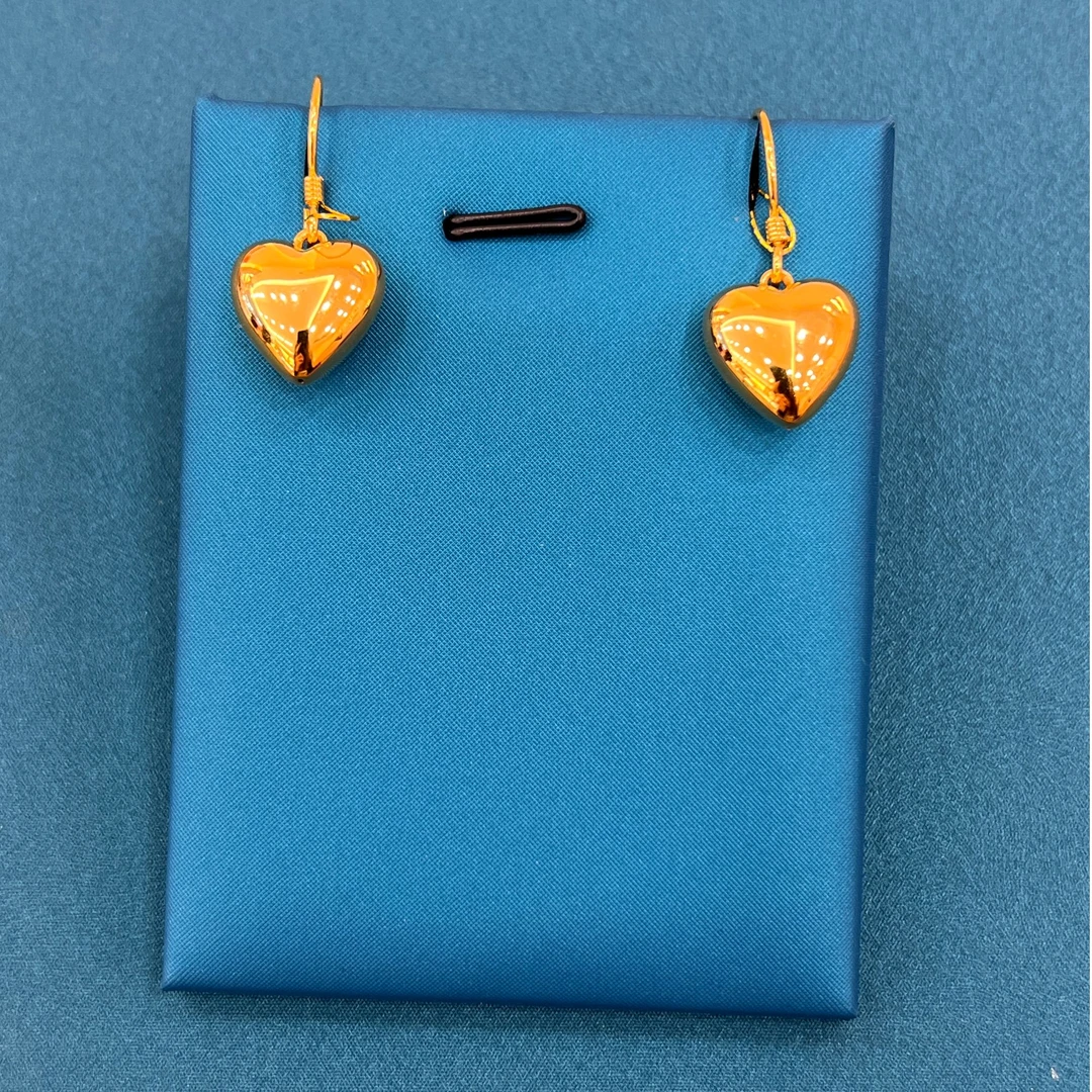 黄金足金5D亮面耳环精致俏皮爱心耳饰