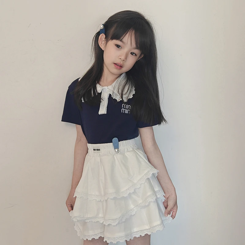 独特洋气时髦女童装夏季2025新款韩系儿童女孩秋装白色蛋糕裙套装