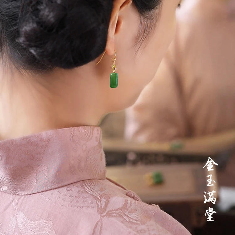 黄铜耳饰 金玉满堂中国民族风气质耳坠女耳钩旗袍配饰汉服耳环