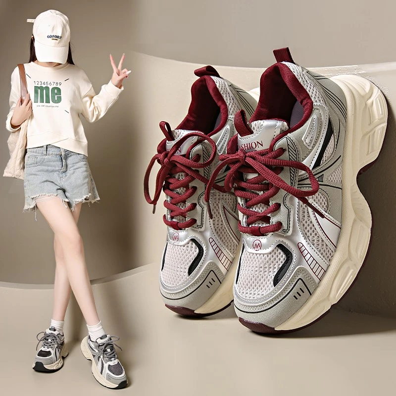 高颜值厚底增高透气1918老爹鞋新款轻便百搭鞋子显脚小网面运动鞋