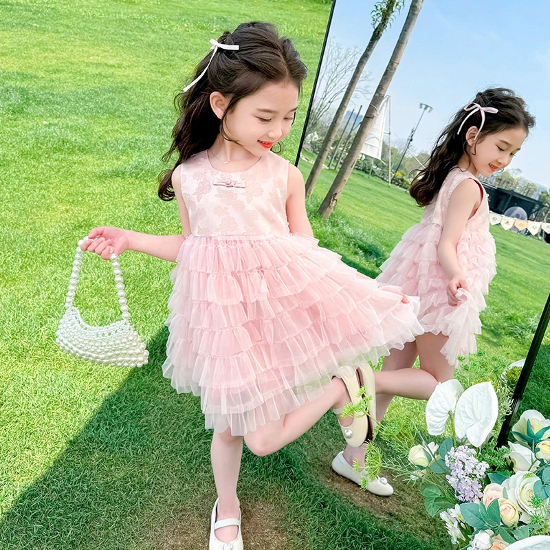女童连衣裙夏装2025新款儿童公主裙宝宝一周岁礼服背心蛋糕裙夏季