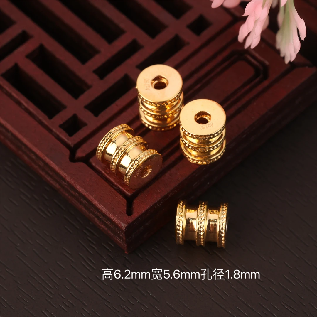 【来福工厂】18k金小蛮腰精工桶珠隔珠DIY多功能配件配饰
