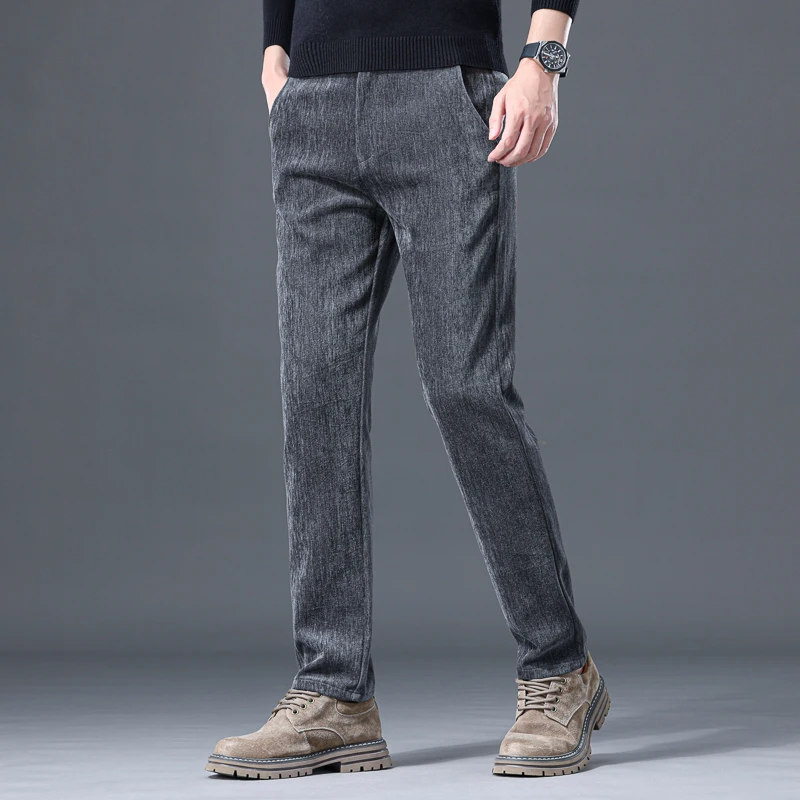 【雪尼尔】休闲裤男士秋冬新款轻商务男裤宽松百搭潮牌直筒保暖长裤