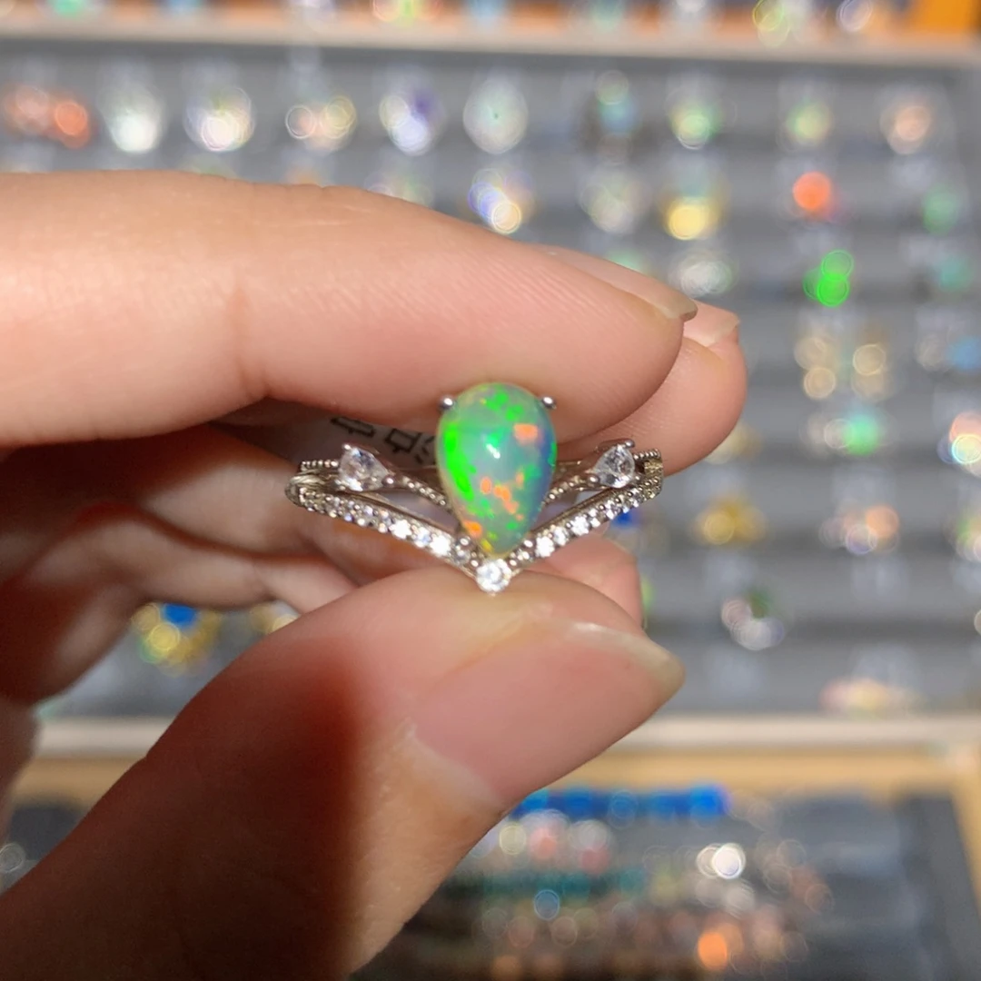 银S925镶嵌欧泊欧泊戒指y