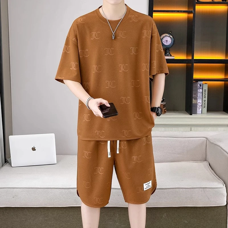 男士睡衣套装夏季冰丝薄款短袖短裤夏天休闲宽松男款可外穿家居服