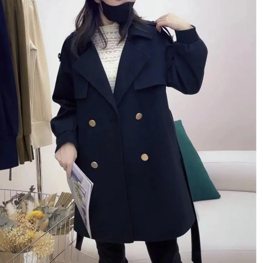 2025秋冬新款时尚百搭气质显瘦风衣洋气无腰带外套B33-2长71
