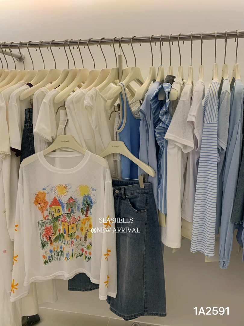 seashells（2591#）彩绘印花罩衫防晒长袖