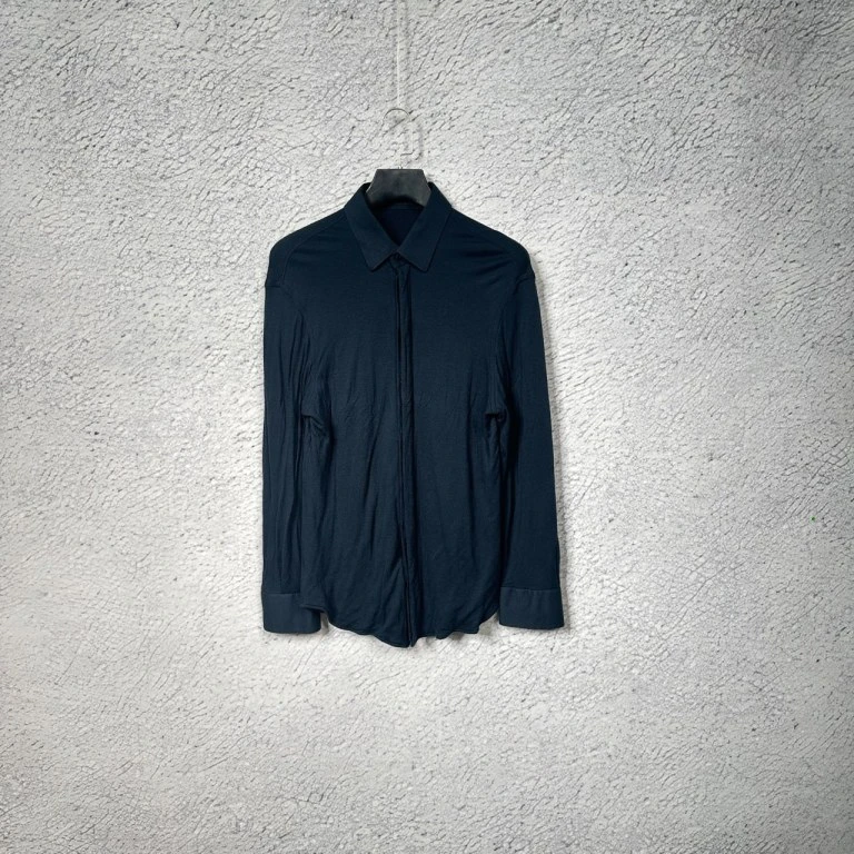 99新 GIORGIO ARMANI/阿玛尼 纯色长袖衬衫 蓝色