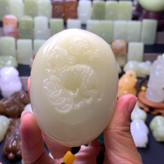 石材方解石手把件