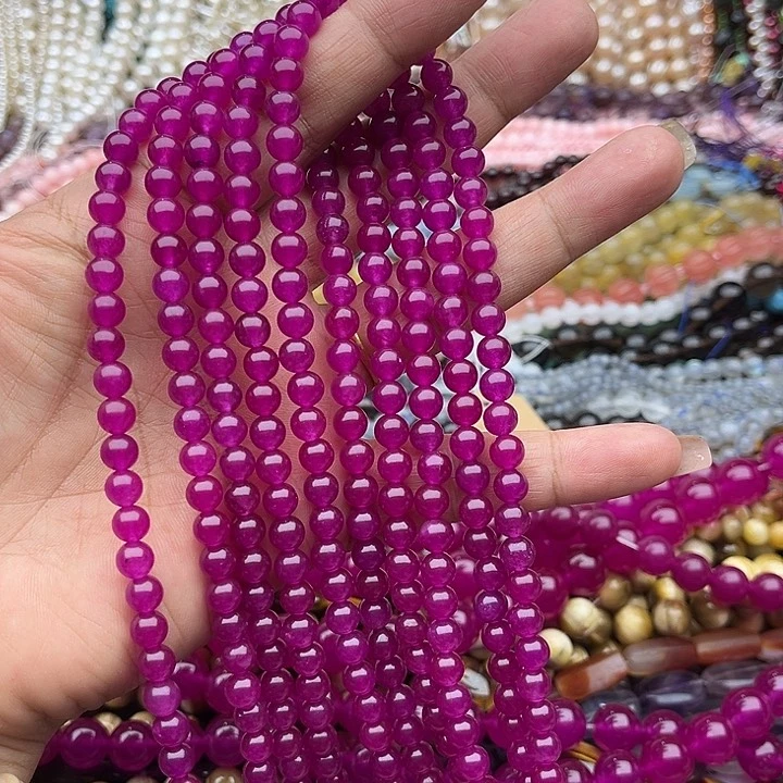 玛瑙/玉髓未镶嵌珠宝半成品一条6mm红刚玉