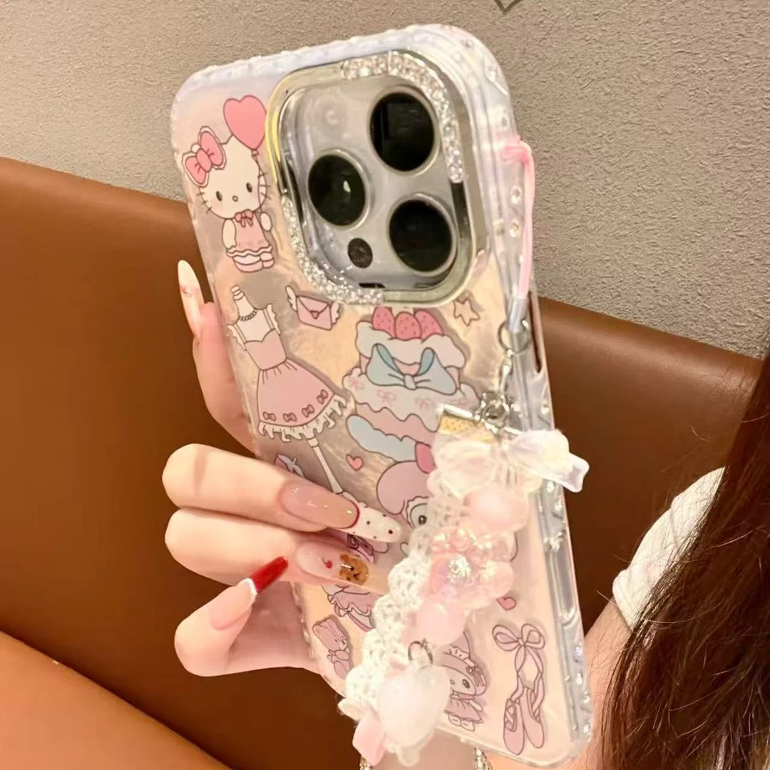 【闪钻边框】粉甜KT手机壳适用苹果17promax/16pro/15pro/14pro/13