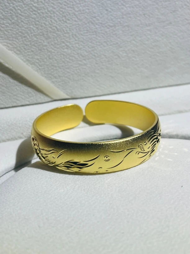 足银手镯 精工版龙凤开口手镯0644