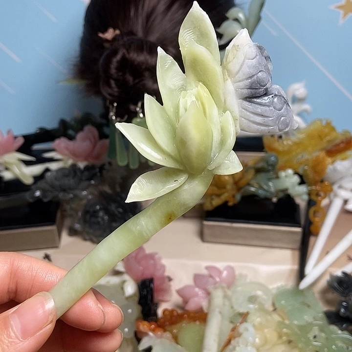 岫玉未镶嵌发簪发簪