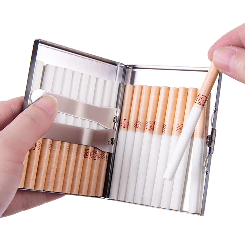 新款爆款商务男士便携款不锈钢20支装粗烟盒金属防压防潮烟盒