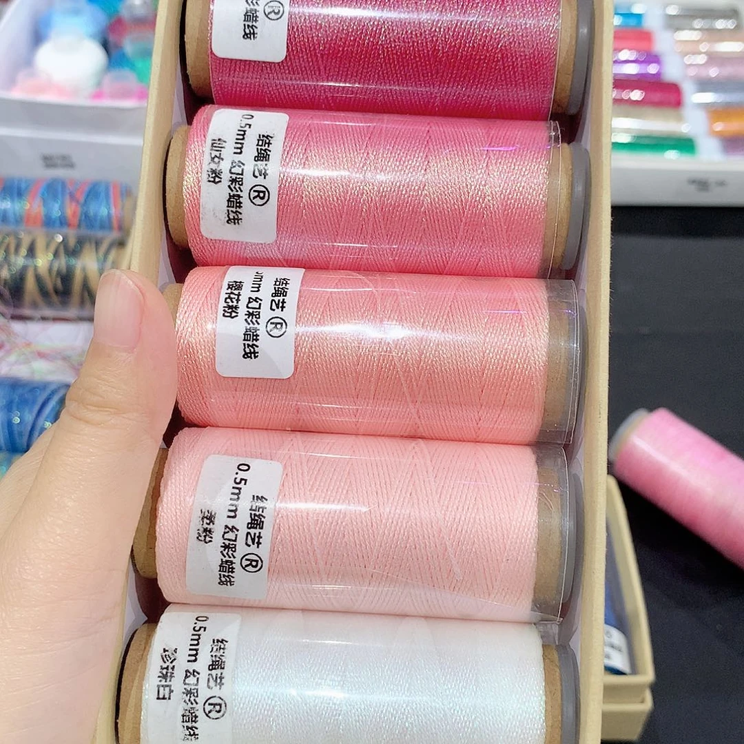 腈纶6股幻彩蜡线珍珠白、柔粉、桃妖、仙女粉、苏梅