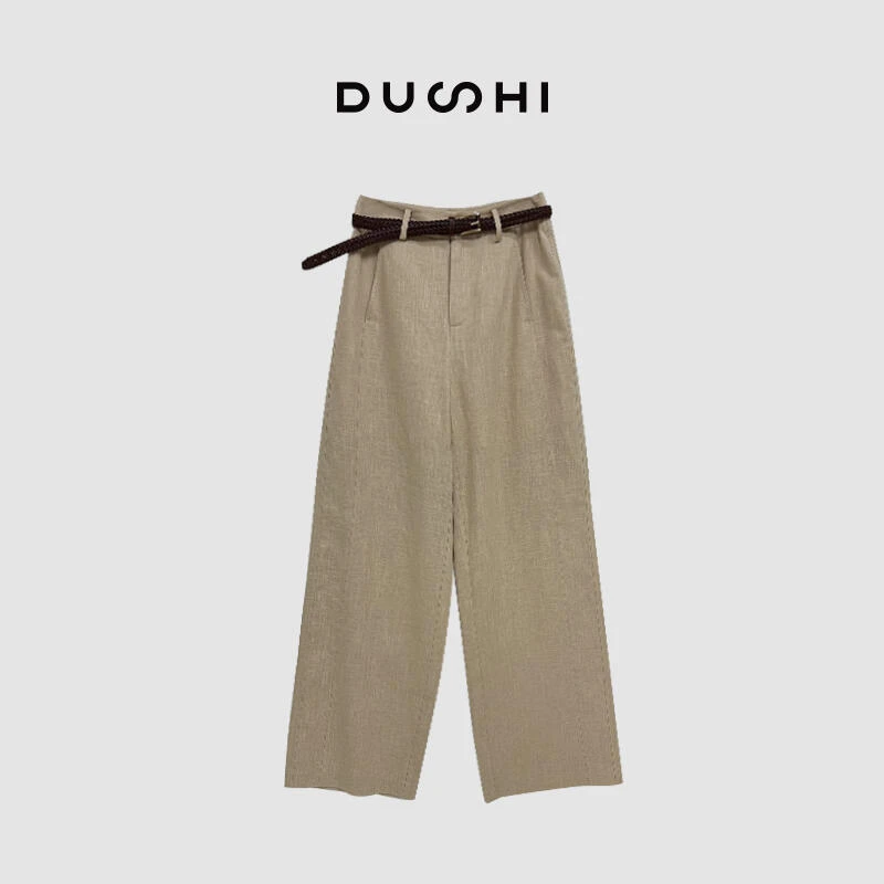 【独释】春季新款苎麻气质显瘦直筒休闲长裤DS28012