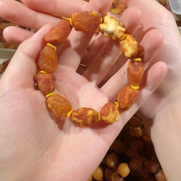 琥珀未镶嵌手链蜜蜡海漂手串