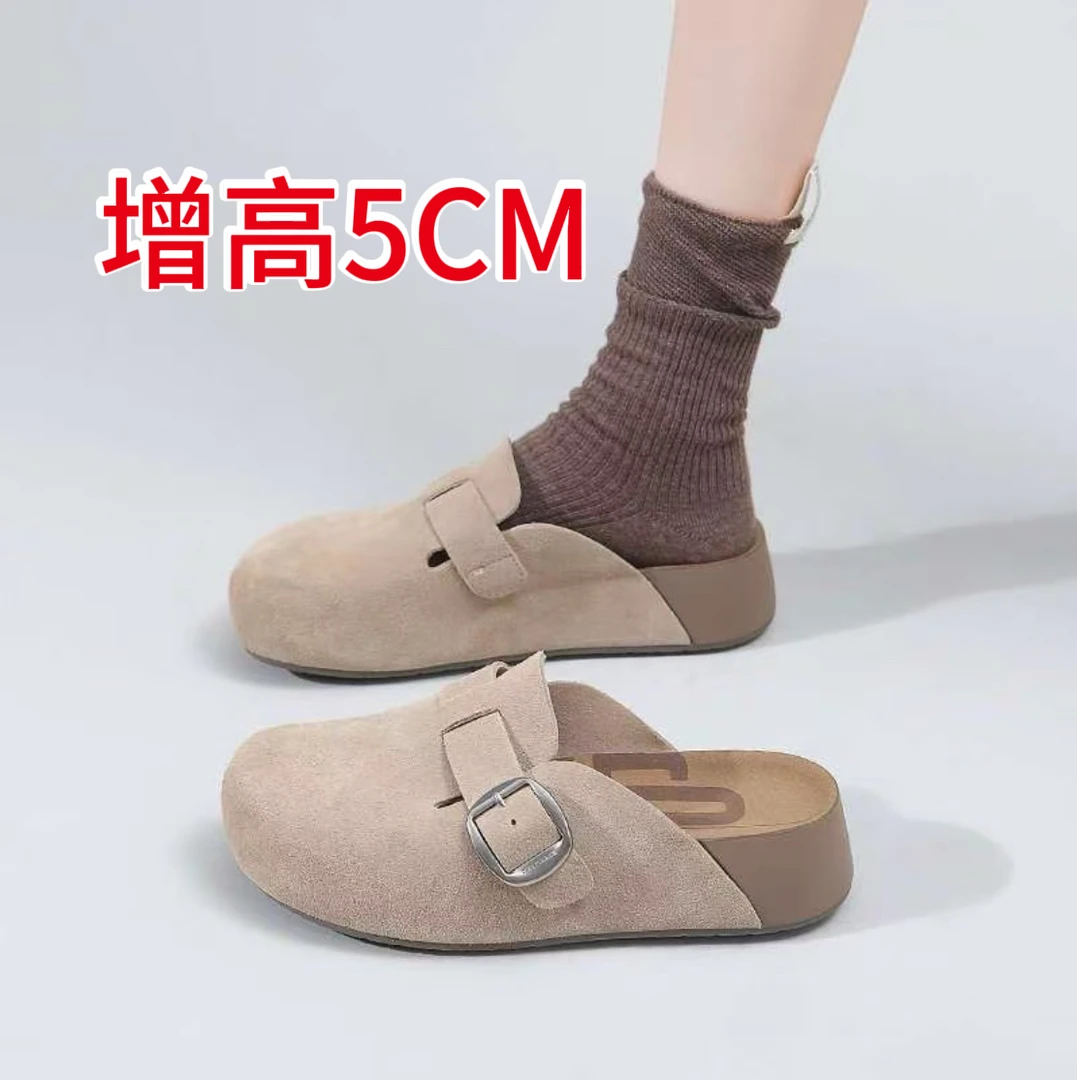 周冬雨同款厚底增高勃肯鞋包头半拖鞋女外穿2025新款拖鞋女鞋外穿