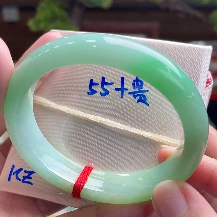 未镶嵌手镯翡翠55贵妃 苹果绿