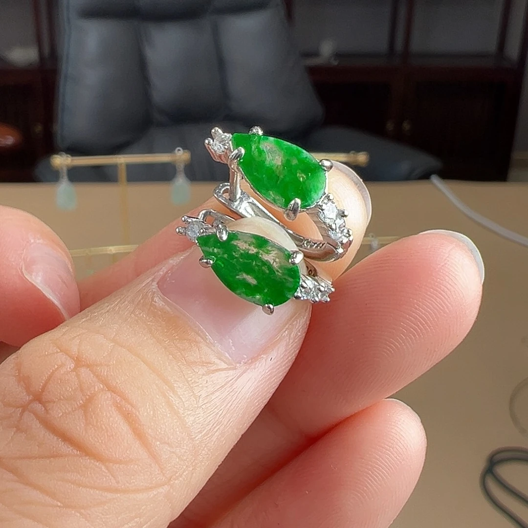 翡翠银S925镶嵌耳饰耳饰60