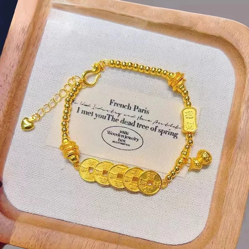 钛钢手链 钛钢材质  五帝钱葫芦手链