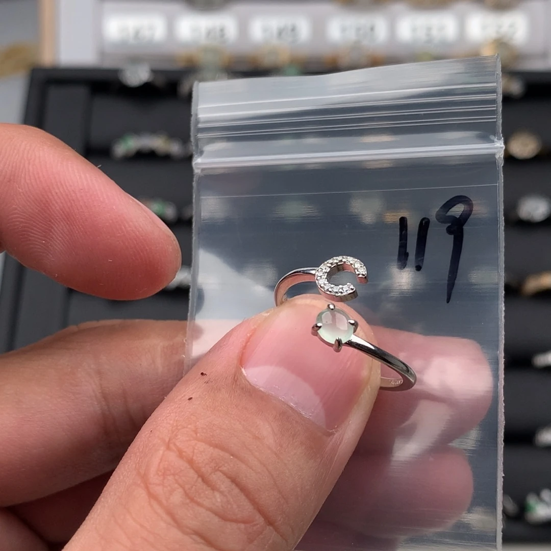 翡翠银S925镶嵌戒圈119