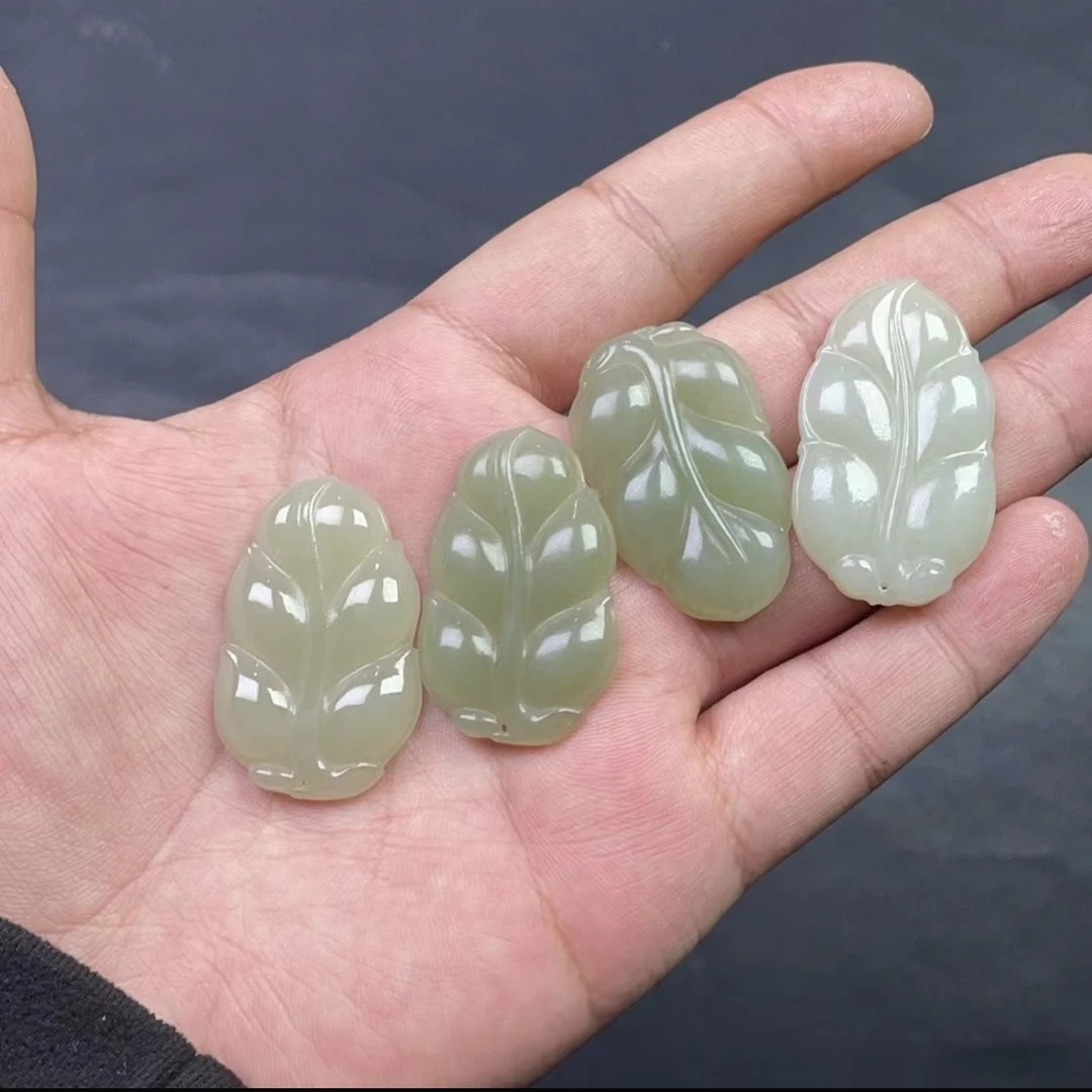 天然和田玉树叶吊坠多样性拍一发一