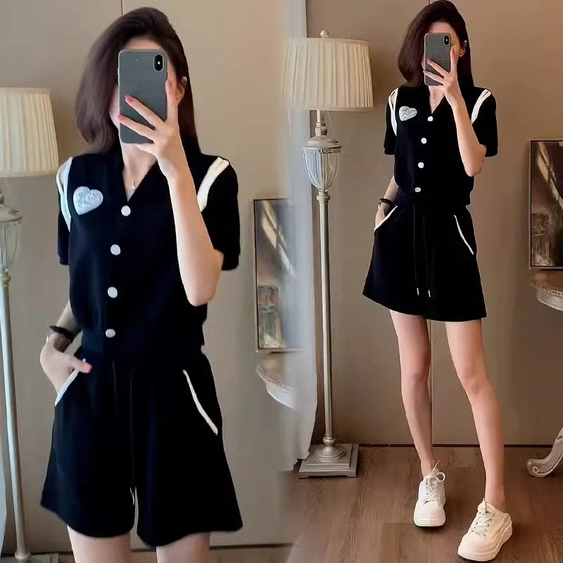 士2025新款时尚炸街短袖短裤两件套洋气减龄