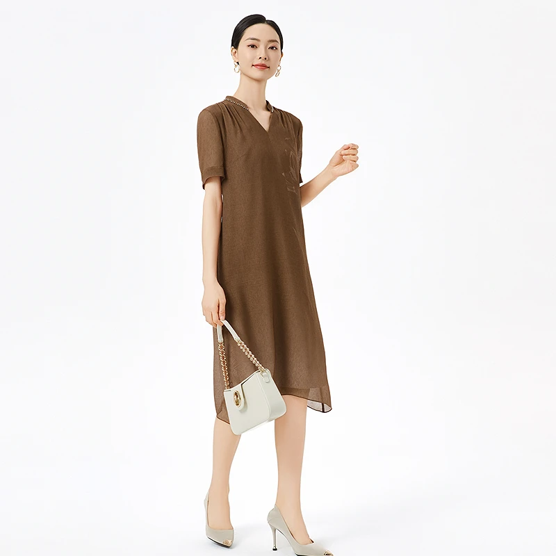 【商场同款】娜尔思连衣裙气质时尚休闲女士夏季圆领NF10216Q8