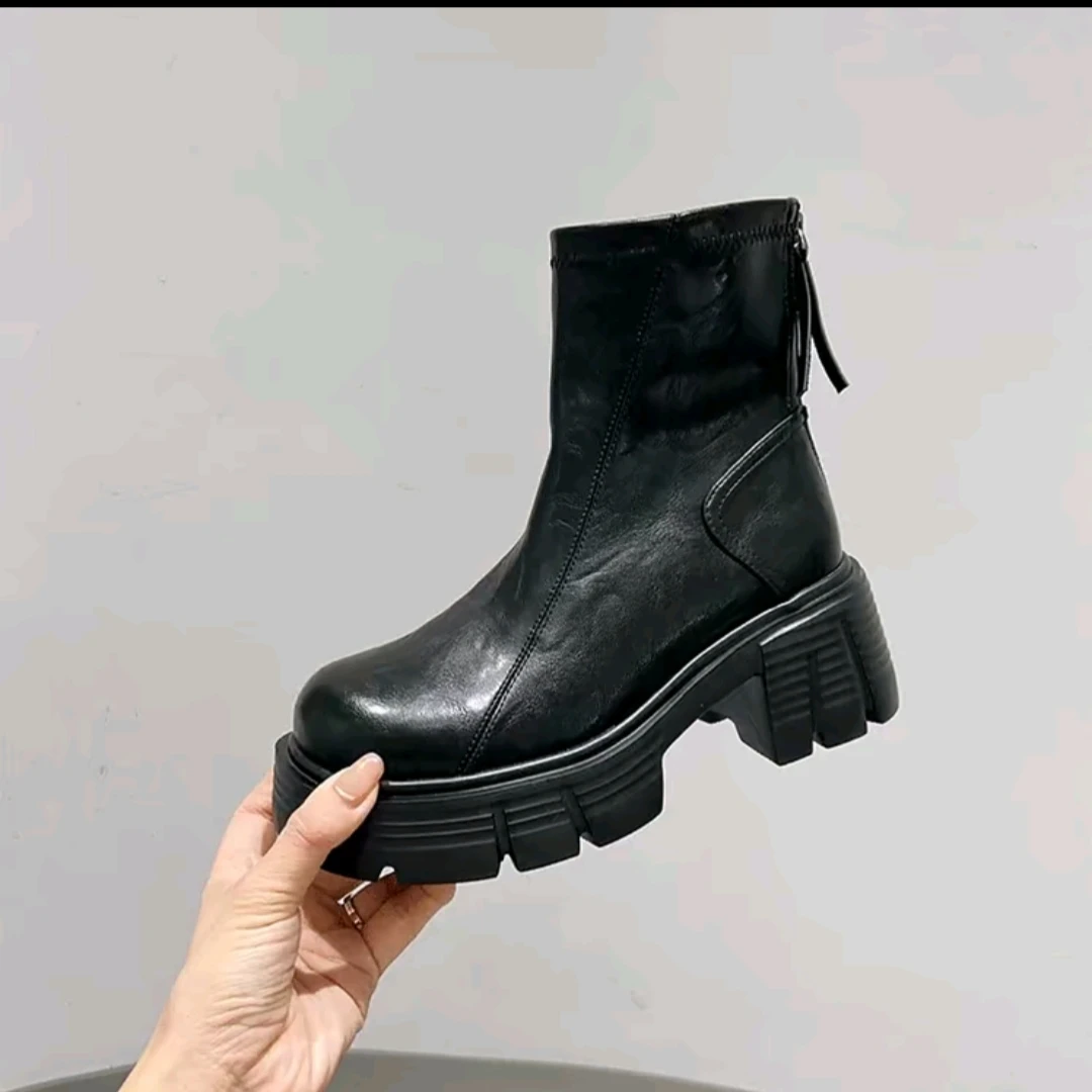 小个子厚底增高马丁靴2025秋冬加绒切尔西靴显瘦复古粗跟短靴靴子