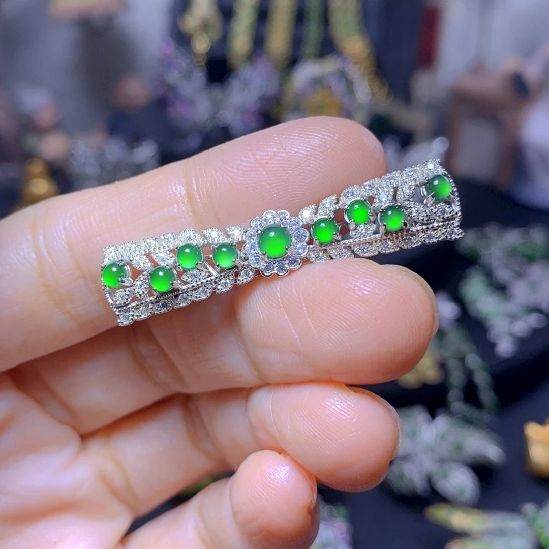 翡翠银S925镶嵌颈饰天然翡翠