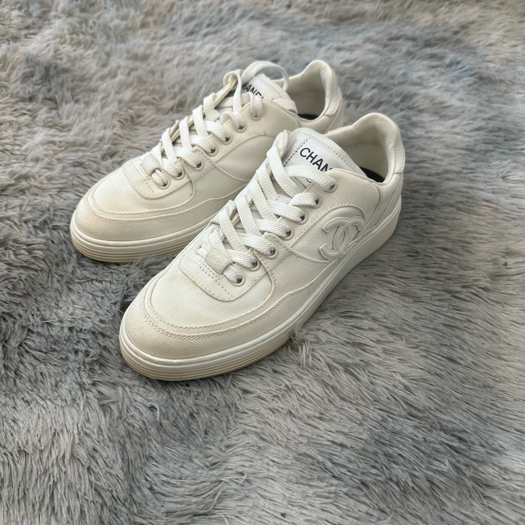 99新 Chanel/香奈儿 24S低帮系带板鞋米色 36码 99新