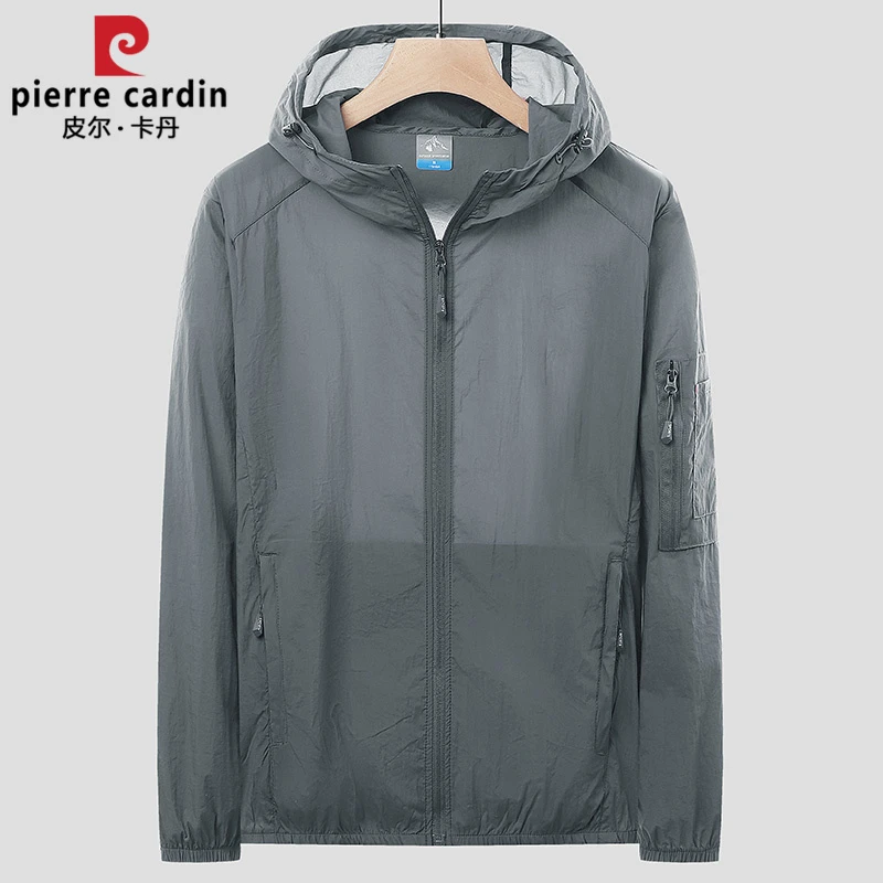 皮尔卡丹2025新款夏季冰丝薄款防晒衣男士连帽外套薄款户外防晒服