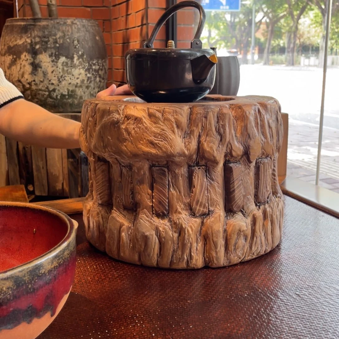 陶艺作品榆木轮轴煮水器