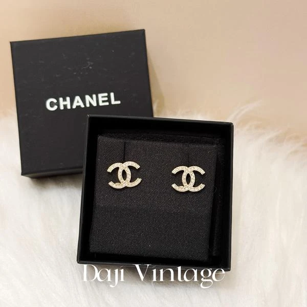 大吉中古/Chanel香奈儿双C镶钻耳钉