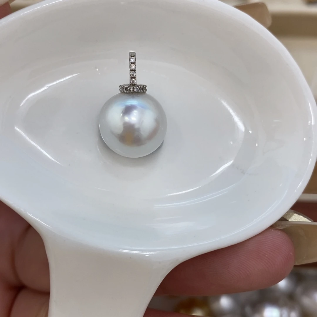 海水珍珠裸珠澳白成品吊坠12.9