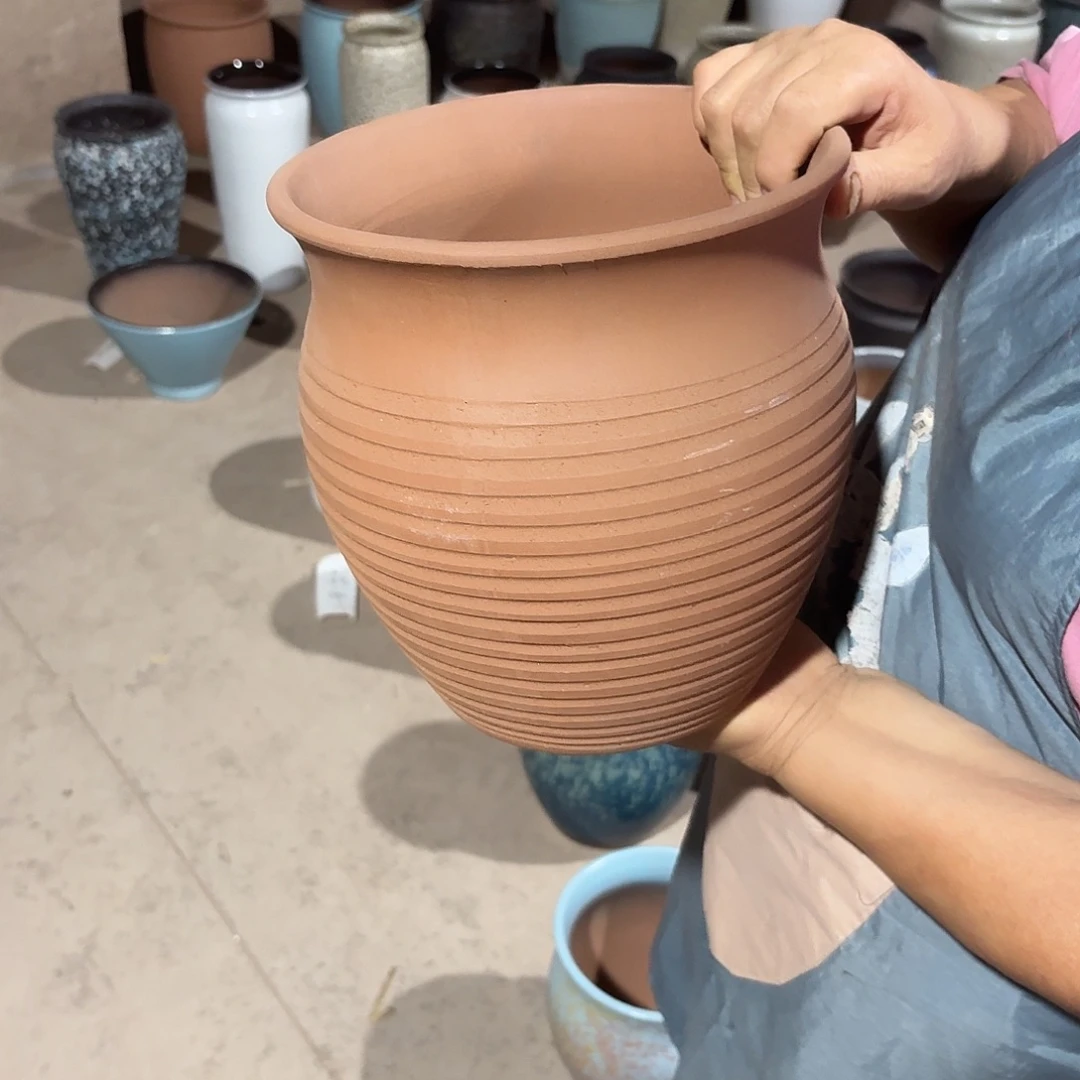紫砂花盆口21高23