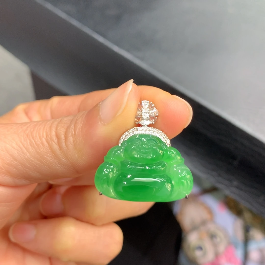 翡翠18K金镶嵌吊坠(不含链)