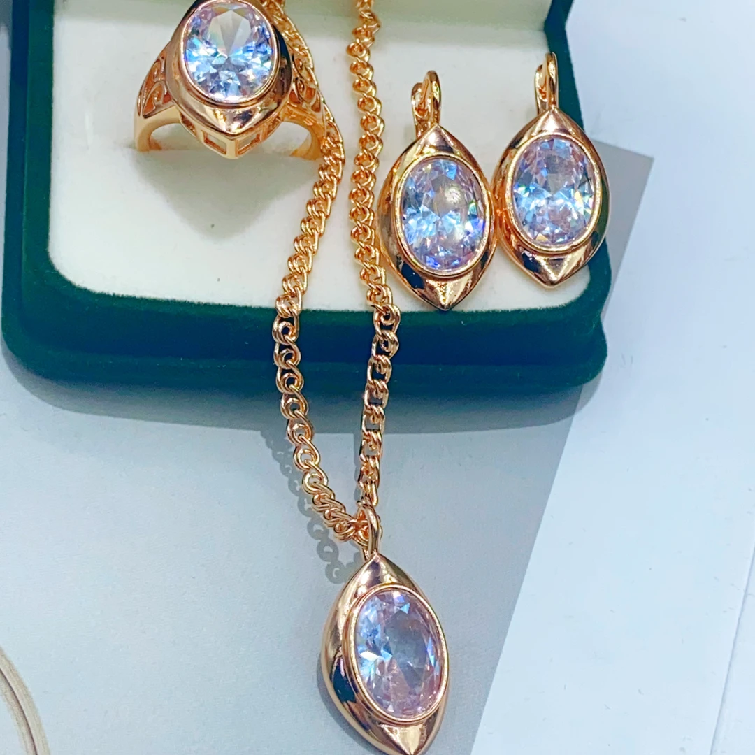 合金玻璃耳饰 ahkoz妈妈款长款三件套时尚洋气11号货款