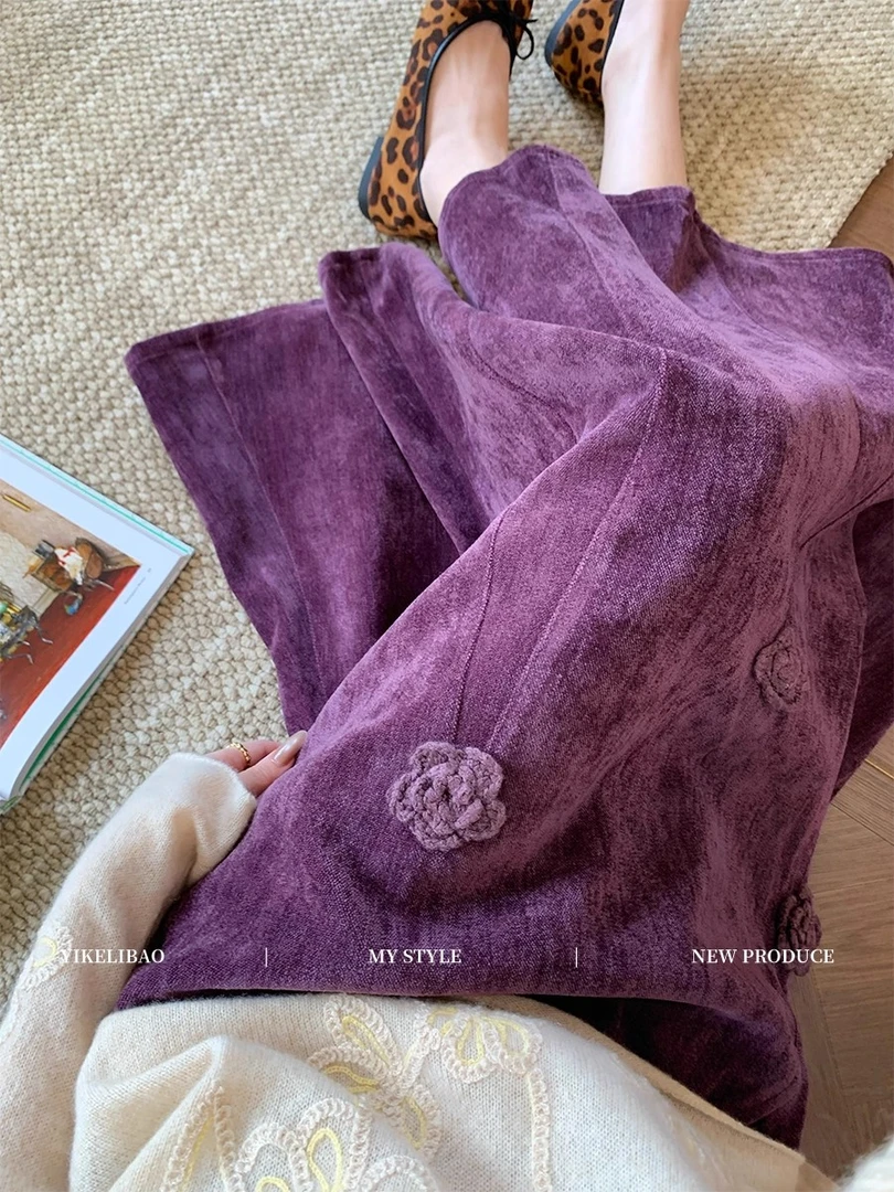 法式名媛千金气质灯芯绒半身裙女2025秋季时髦高腰显瘦a字中长裙