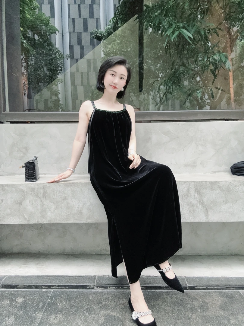 Betty Bairn【匠心/花间影】高定系列桑蚕丝短绒裙25B-BW10727