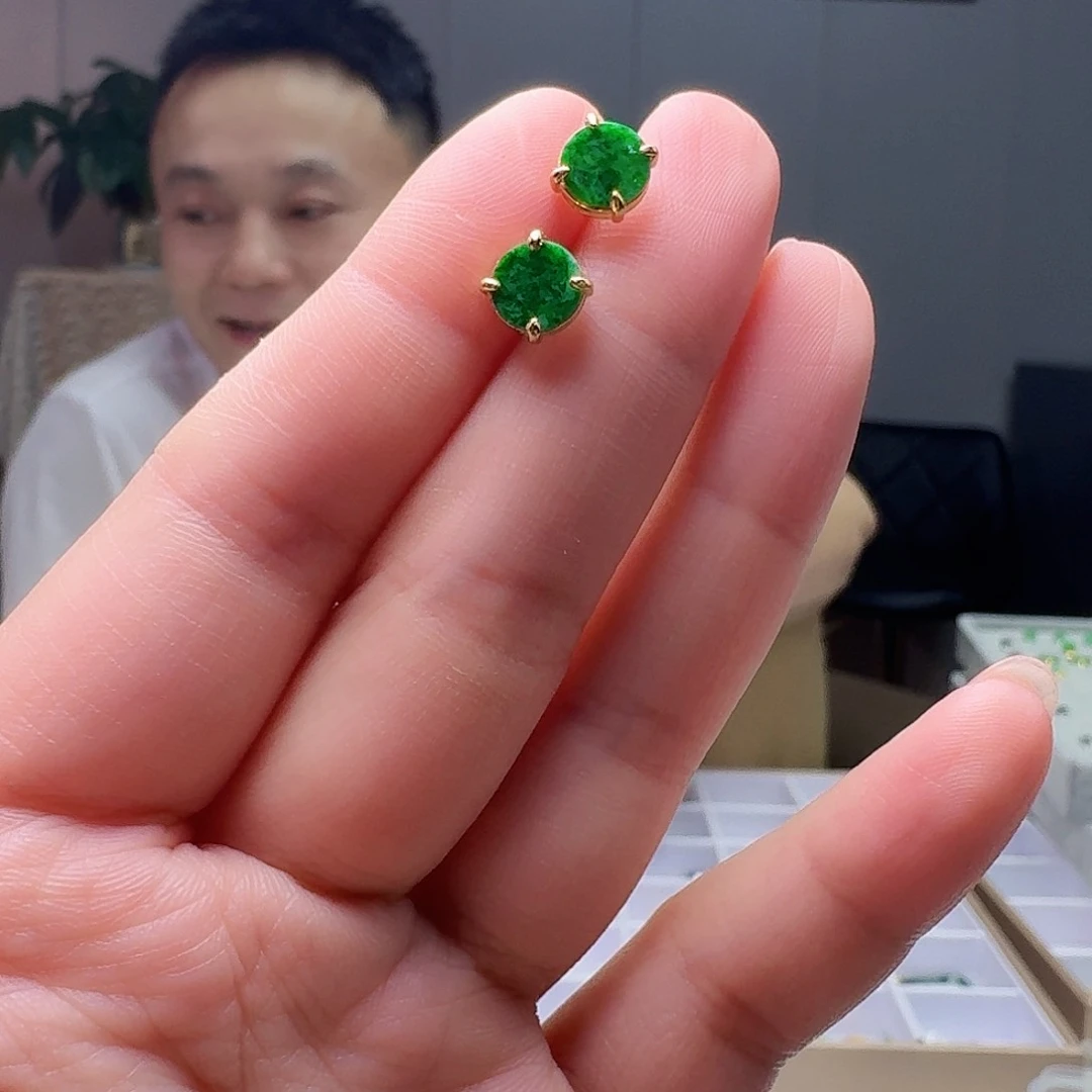 翡翠银S925镶嵌耳饰多样性发货其一