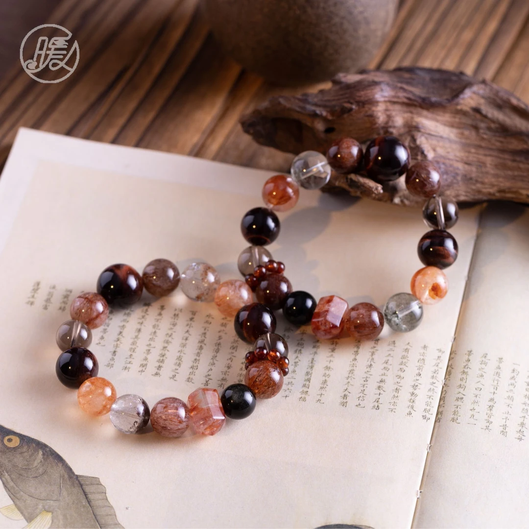 单圈黑金超水晶手串搭配切面配件手链F6057多样性发一